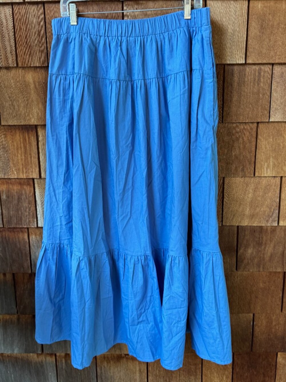 NWT Abercrombie & Fitch Blue Poplin Tiered Maxi Skirt in Women's Large - Picture 6 of 14